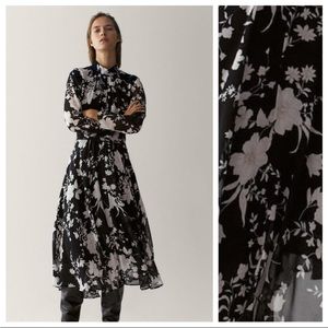 MASSIMO DUTTI NWT LONG SLEEVE MIDI FLORAL DRESS high fashion luxury